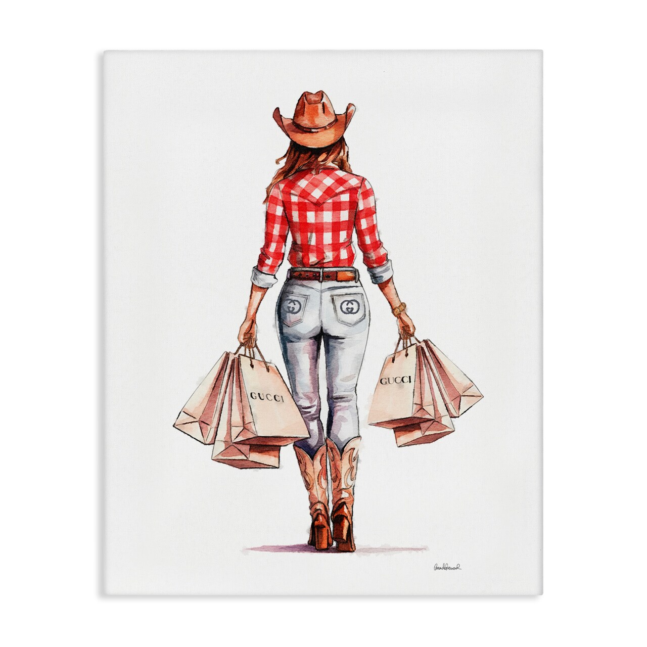 Stupell Industries Country Cowgirl Shopping Canvas Wall Art Design by Amanda Greenwood